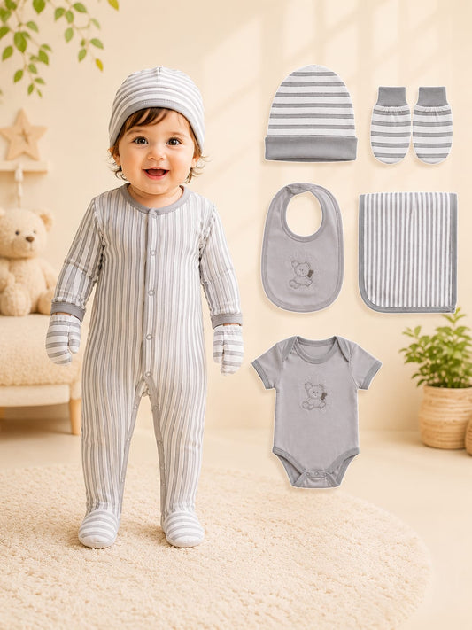 Premium Newborn 6-Piece Baby Clothing Gift Set | Soft Cotton | 0–6 Months | Unisex