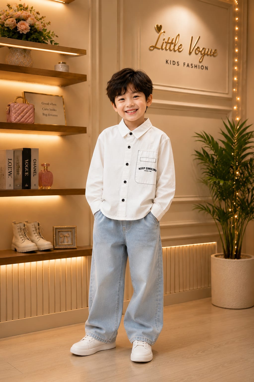 Boys Premium White Casual Shirt – Korean Style Cotton Shirt | Full Sleeve | 2–7 Years