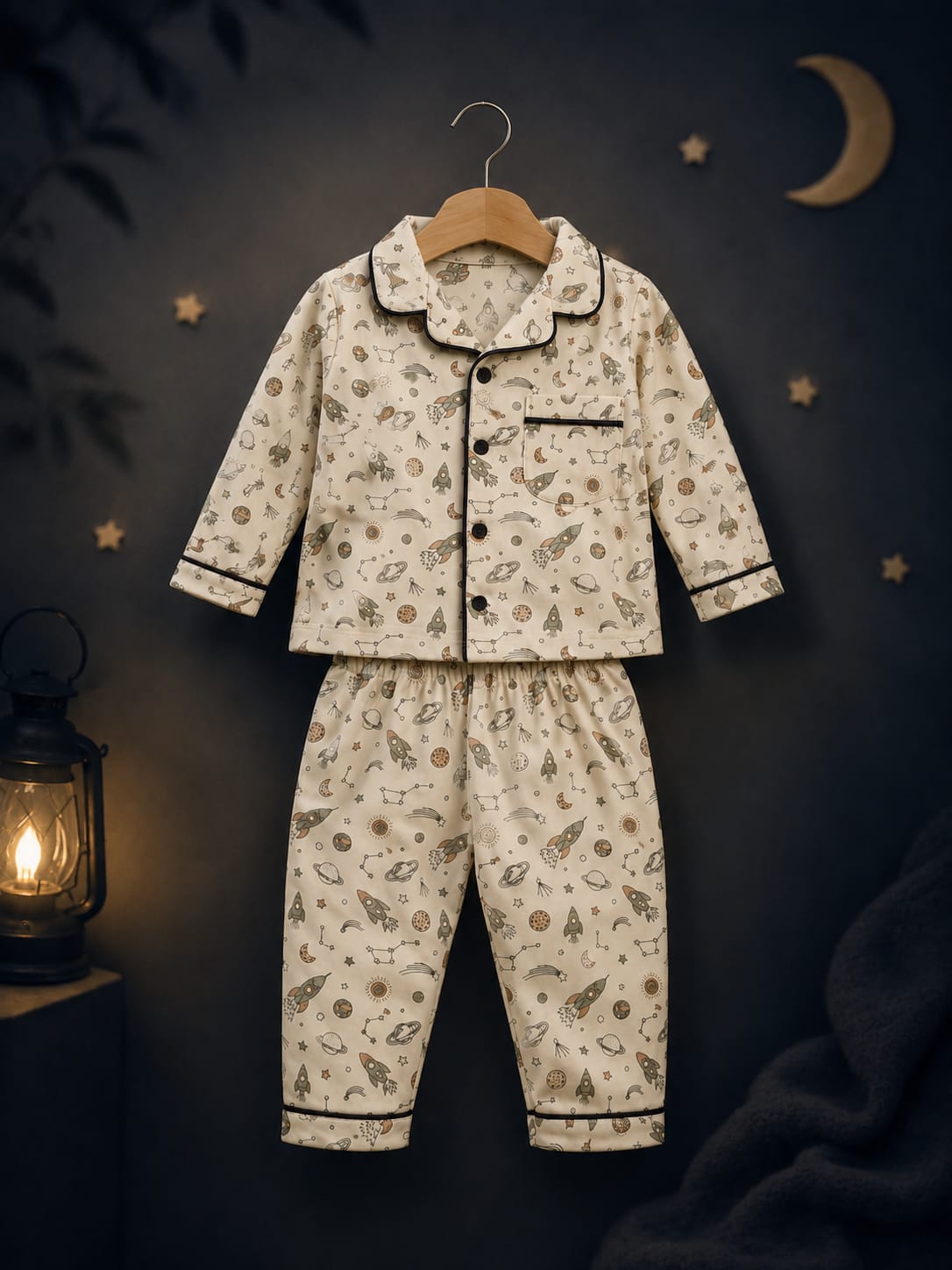Premium Kids Cotton Night Suit Set | Full Sleeve Shirt & Pajama | Soft Sleepwear | Boys | 12–24 Months