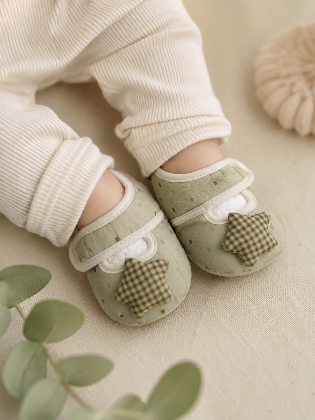 Newborn Baby Soft Cotton Booties | Anti-Slip Star Design Prewalker Shoes | Comfortable First Walking Shoes (0–12 Months)