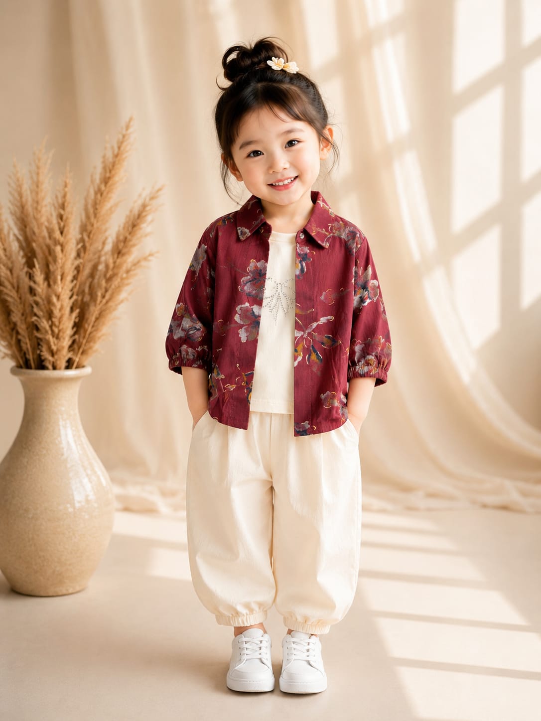 Kids Floral Printed Shirt with Inner T-Shirt Set for Boys & Girls | Premium Cotton | Size 18–26