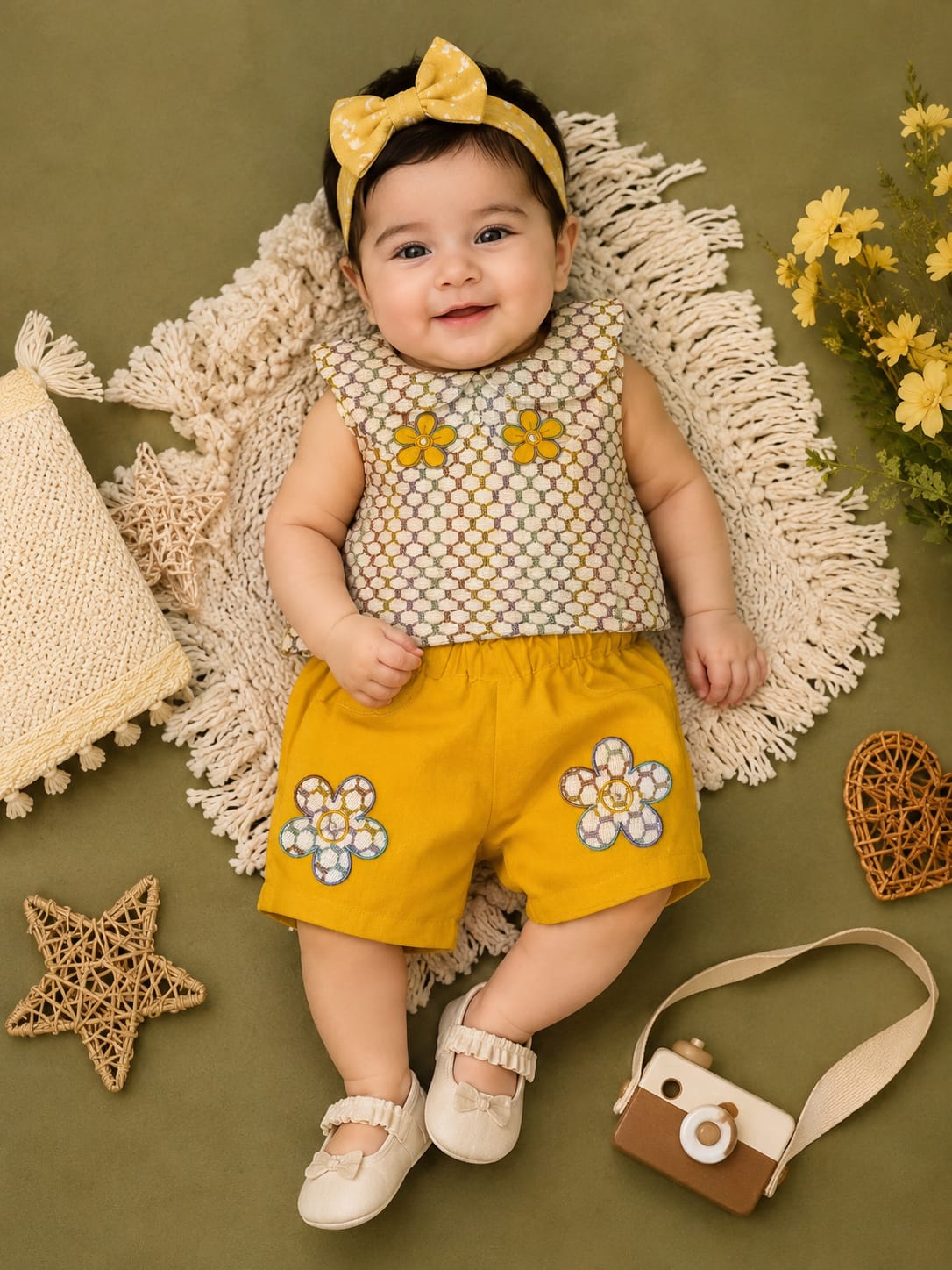 Baby Girls Floral Summer Co-Ord Set | Sleeveless Printed Top & Shorts | 2-Piece Outfit | 3–12 Months