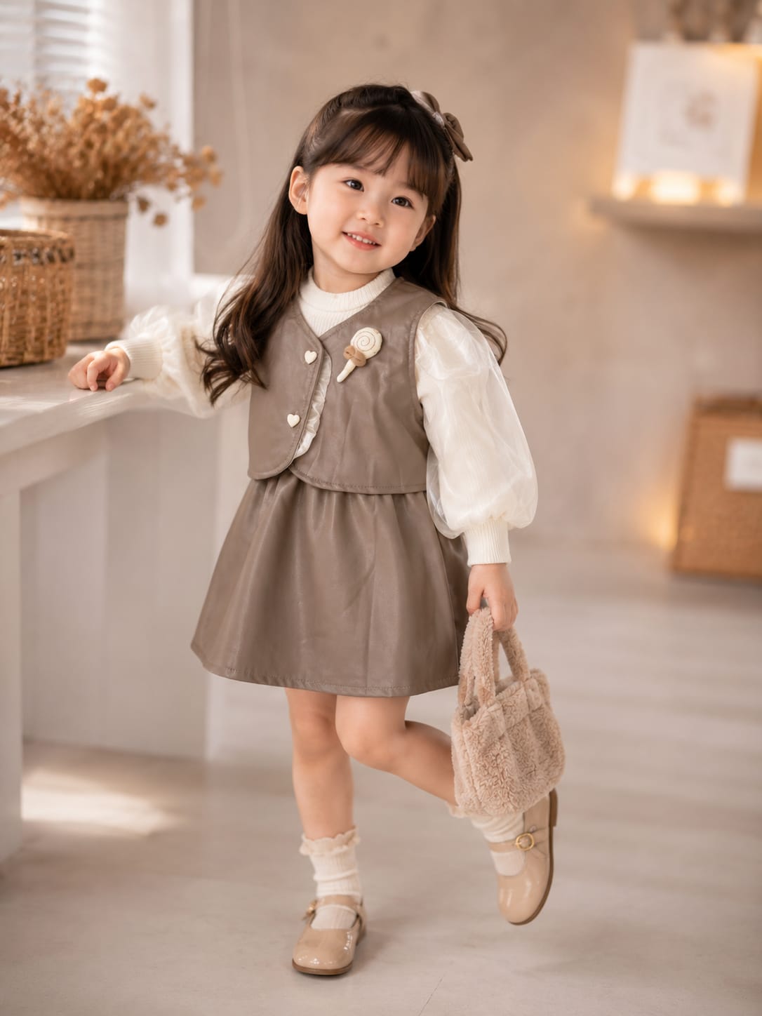 Girls Premium Faux Leather Frock with Full Sleeve Inner | Designer Party Wear Dress | Size 18–26