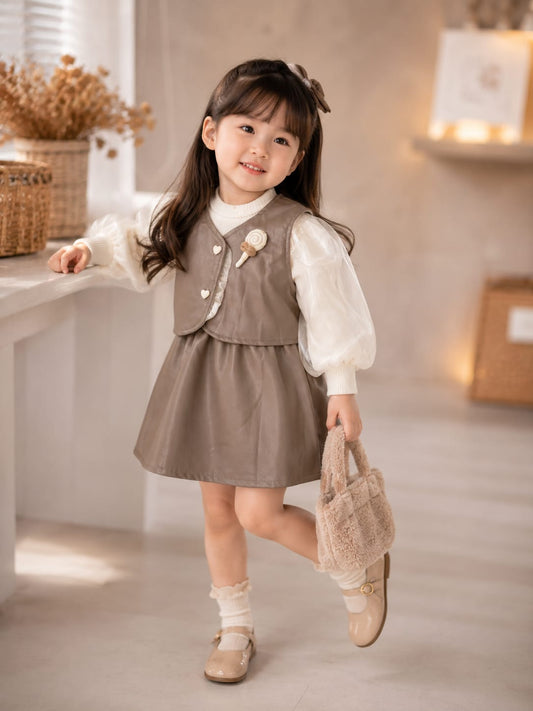 Girls Premium Faux Leather Frock with Full Sleeve Inner | Designer Party Wear Dress | Size 18–26