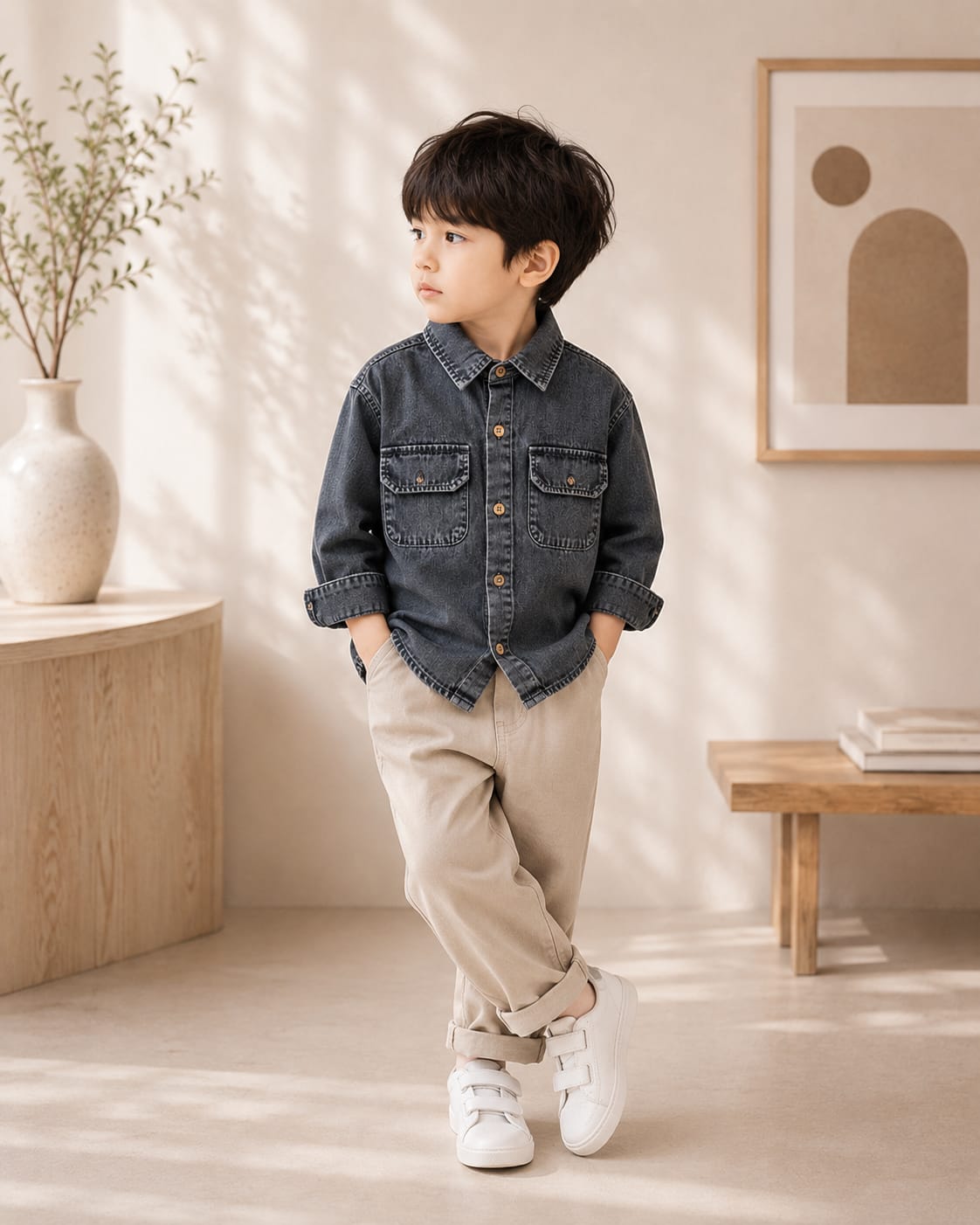 Premium Boys Washed Denim Full Sleeve Shirt | Classic Casual Denim Shirt | Sizes 2–7 Years