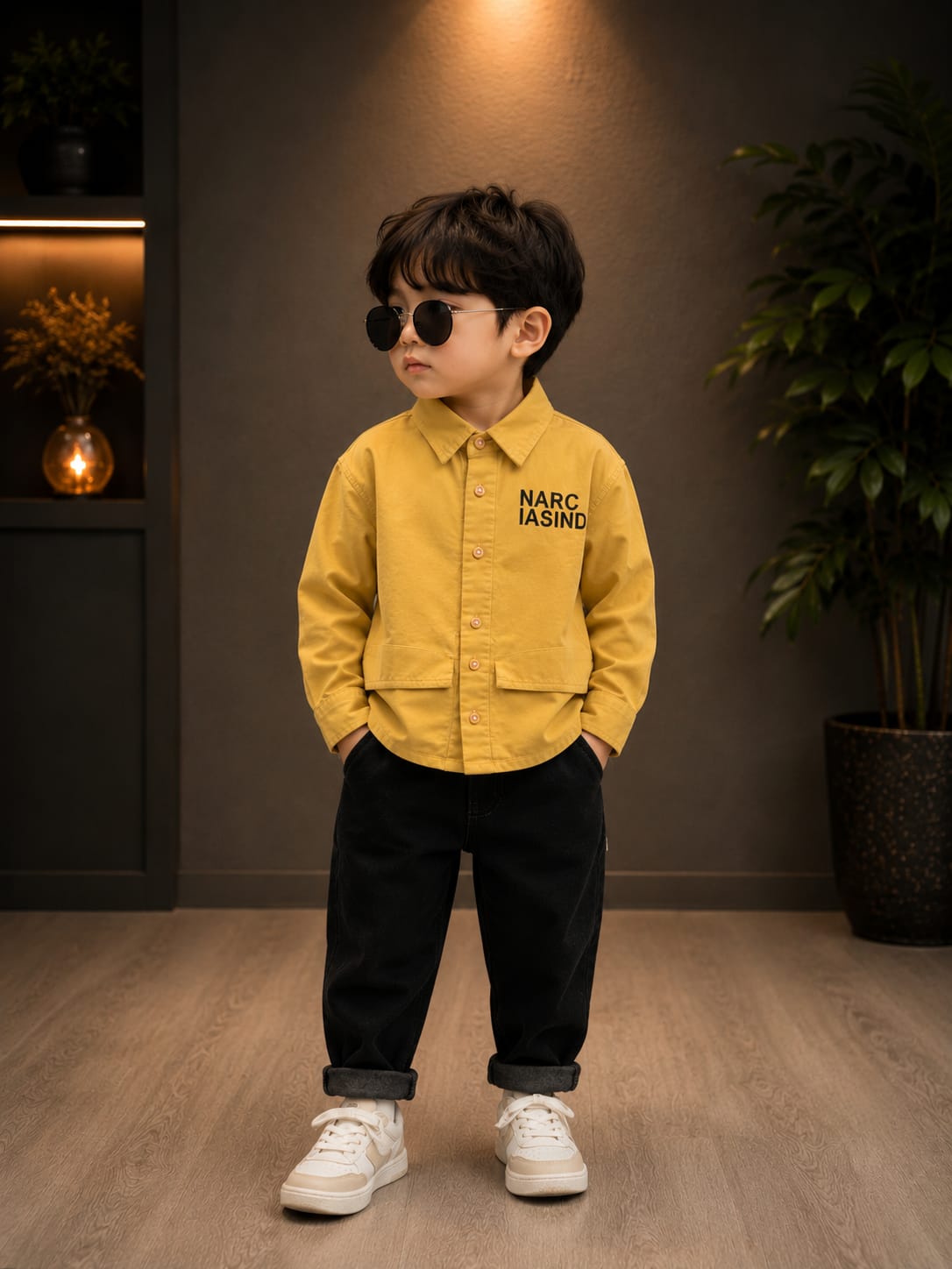 Premium Boys Mustard Full Sleeve Cotton Shirt | Casual Party Wear | Sizes 2–7 Years