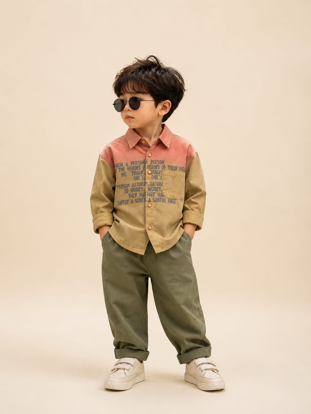 Premium Boys Dual Tone Printed Full Sleeve Cotton Shirt | Casual & Party Wear | Sizes 2–7 Years