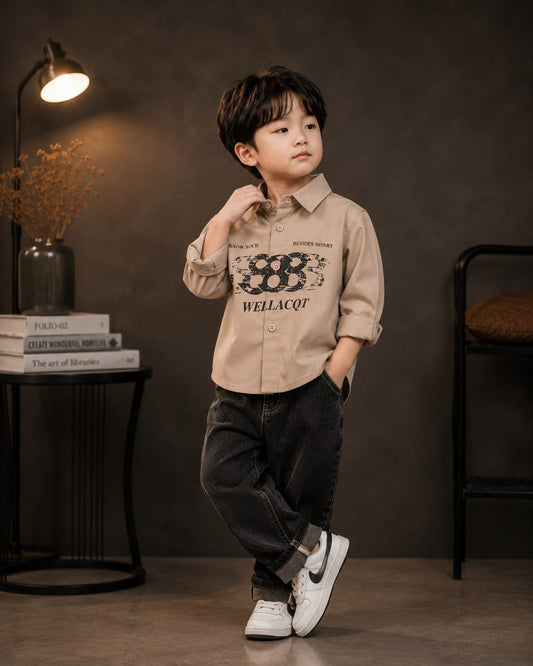 Premium Boys Graphic Printed Full Sleeve Cotton Shirt | Casual & Party Wear | Sizes 1–5 Years