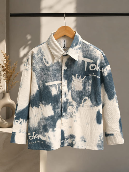 Boys Premium Tie-Dye Printed Casual Shirt | Full Sleeve Stylish Cotton Blend Shirt | Ages 4–10 Years