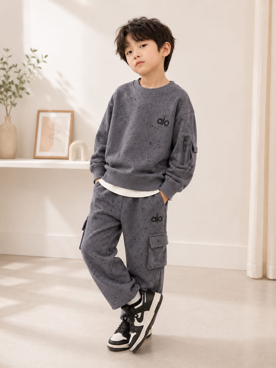 Boys Premium All Season Cargo Co-Ord Set | Sweatshirt & Cargo Pants | Grey | 6–12 Years