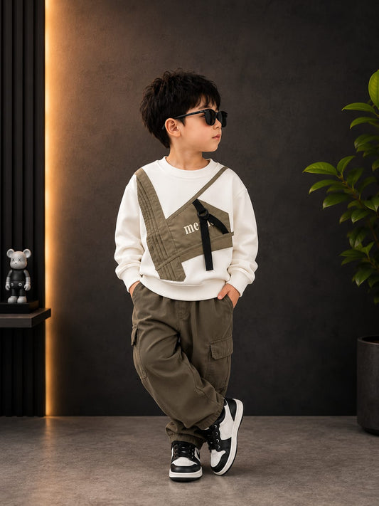 Boys Premium Utility Panel All Season Sweatshirt | Casual Full Sleeve Top | Sizes 18–26