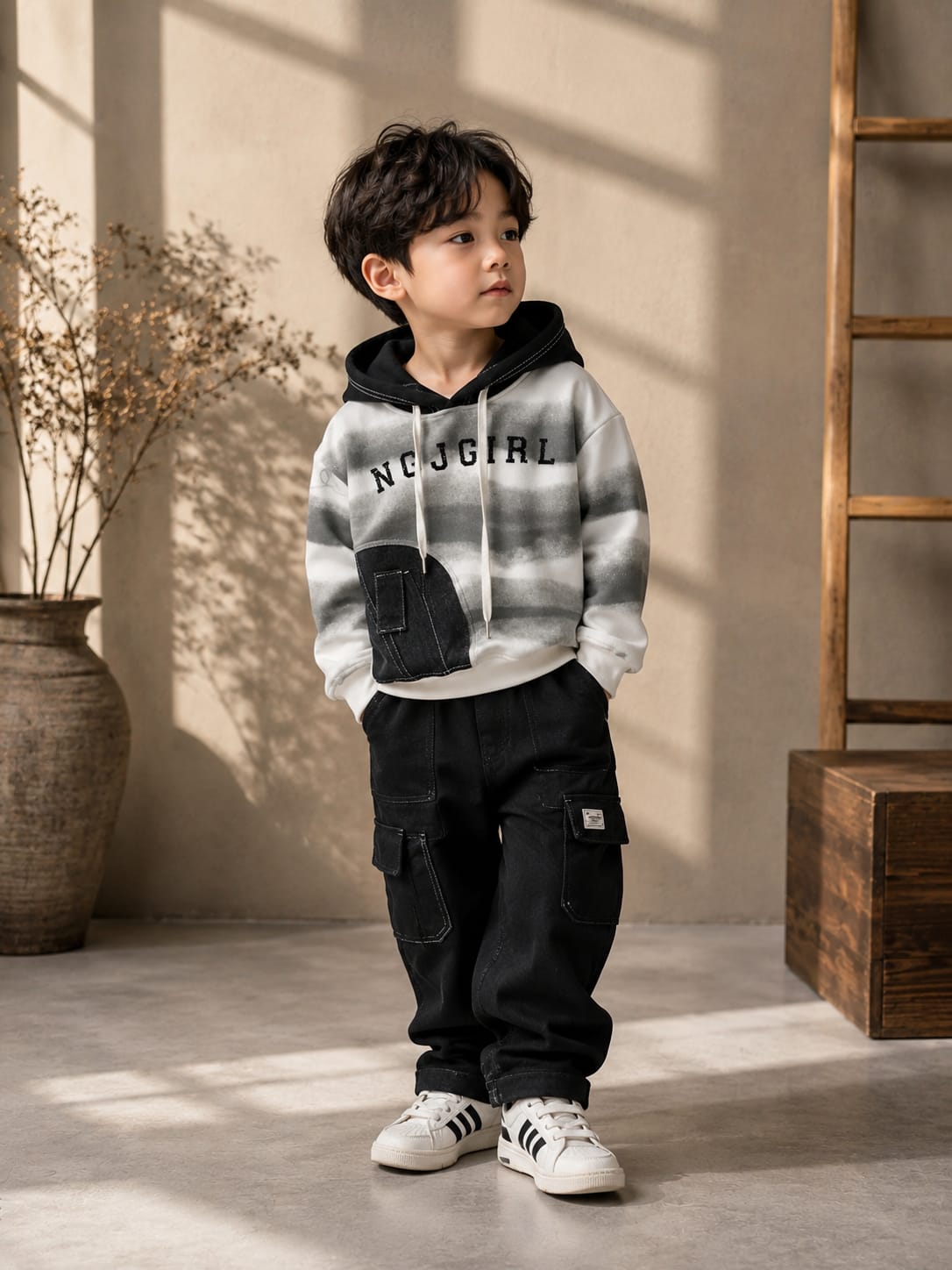 Boys Tie-Dye Hoodie Sweatshirt with Denim Patch | Premium Casual Hooded Sweatshirt | All Season | Sizes 18–26