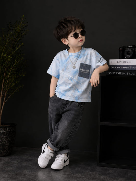 Boys Premium Tie-Dye Printed Half Sleeve Cotton T-Shirt with Pocket Design | Casual Round Neck Tee | All Season Wear (18-26)