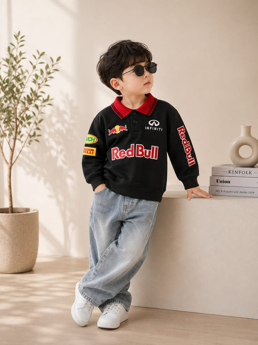 Boys Premium Red Bull Racing Style Polo Sweatshirt | All Season Casual Sweatshirt (18-26)