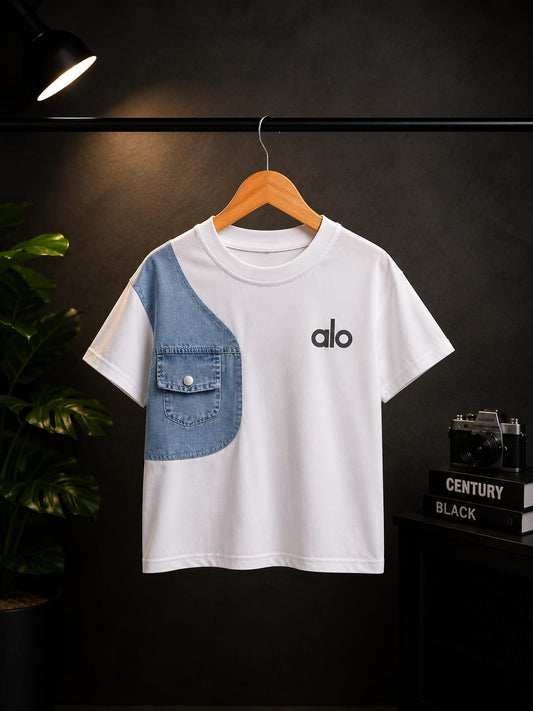 Boys Premium Denim Pocket Half Sleeve Cotton T-Shirt | Casual Summer Wear | 6-12 Years