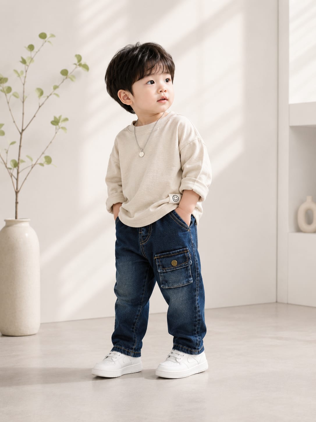 Kids Premium Denim Cargo Jeans | Single Utility Pocket | Elastic Waist | Size 18-26
