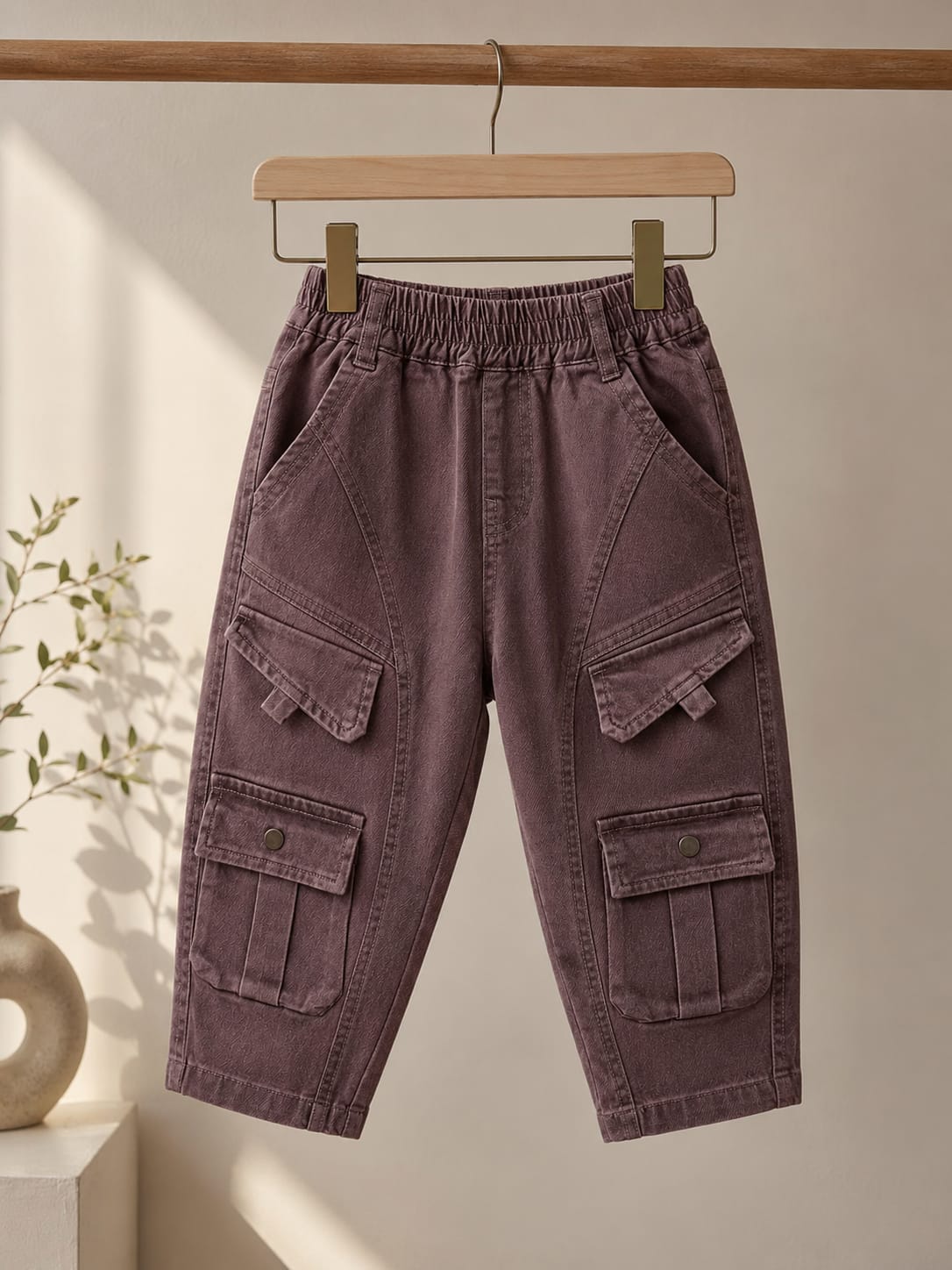Kids Premium Cargo Pants | Multi Pocket | Elastic Waist | Size 18-26