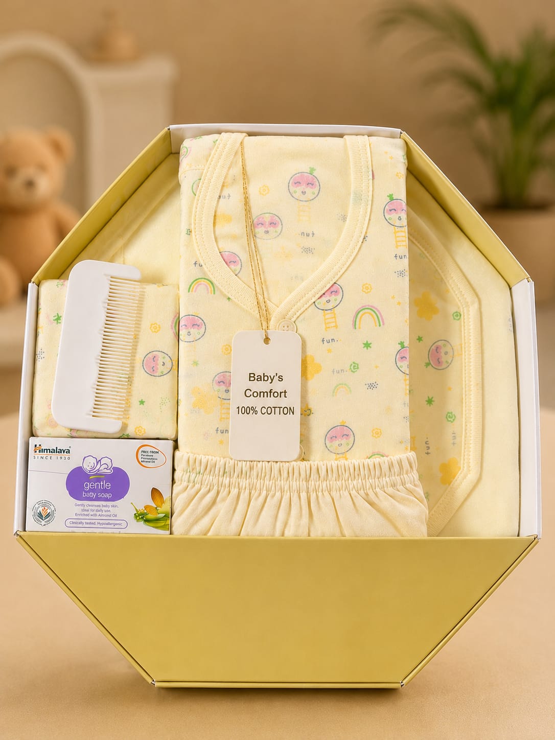 Newborn Baby 7 Pcs Cotton Gift Set – Soft Premium Baby Clothing Essentials | Yellow