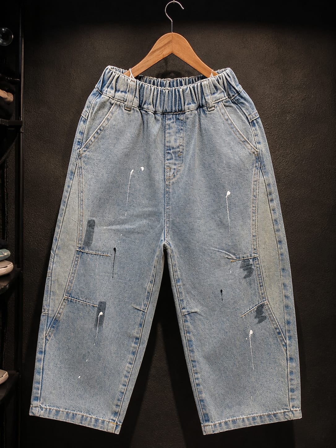 Kids Light Blue Wide Leg Jeans | Premium Denim | Paint Splash Design | 6–12 Years
