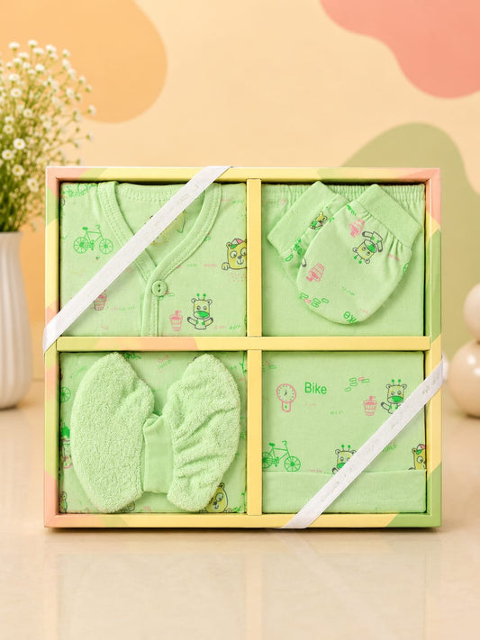 Newborn Baby Premium Gift Set (6 Pcs) | 100% Cotton | Soft & Comfortable | Green