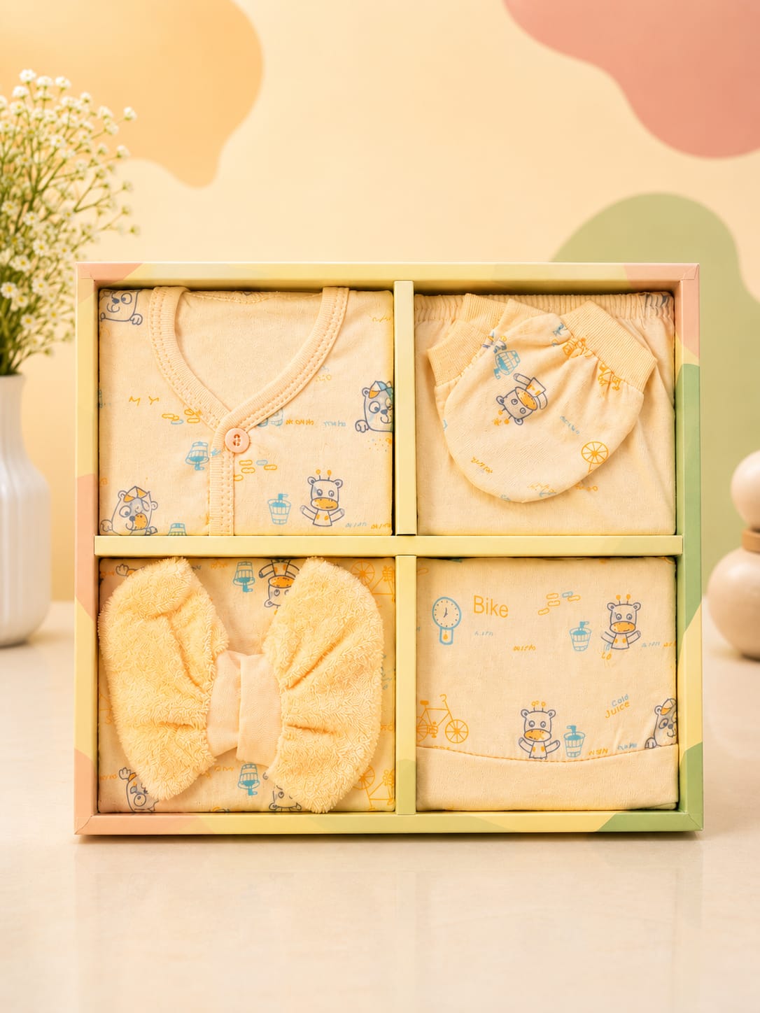 Newborn Baby 6 Pcs Cotton Gift Set – Soft Premium Baby Clothing Essentials | Peach
