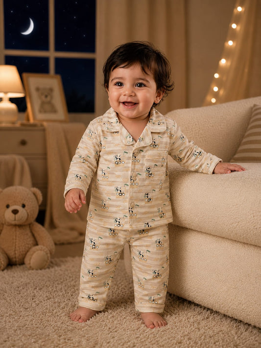 Baby Boys Cotton Night Suit Set – Full Sleeve Shirt & Pajama 2 Pcs Sleepwear |  | 6 Months–18/24