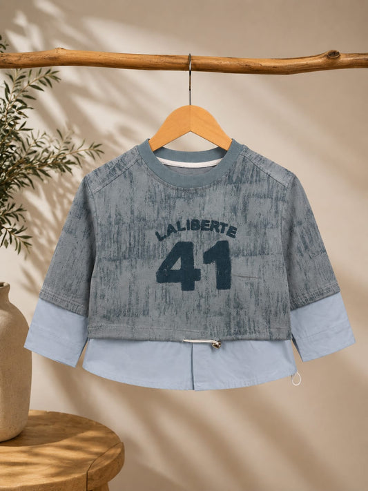 Boys Premium Layered Style Cotton T-Shirt | All Season Casual Wear | Size 18-26
