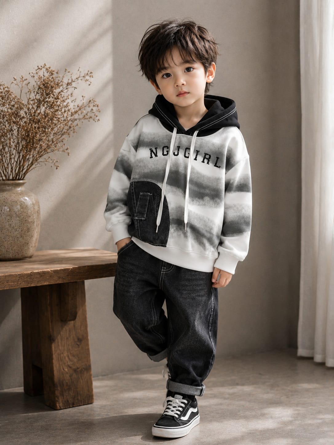 Boys Tie-Dye Hoodie Sweatshirt with Denim Patch | Premium Casual Hooded Sweatshirt | All Season | Sizes 18–26