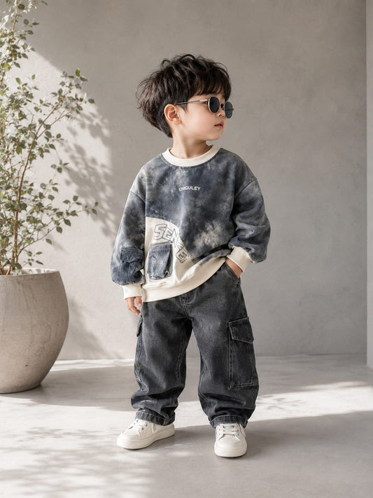 Boys Premium Tie-Dye Utility Pocket Sweatshirt | Casual Cotton Sweatshirt | All Season Wear | Size 18-26
