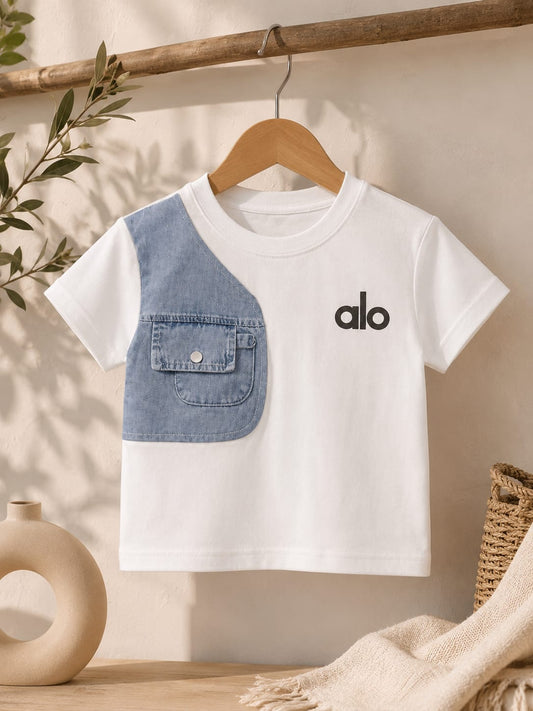 Boys Premium Denim Pocket Half Sleeve Cotton T-Shirt | Casual Summer Wear | 6-12 Years