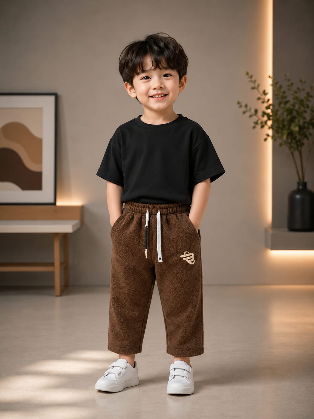 Kids Brown All Season Track Pant | Soft & Comfortable Casual Bottom Wear (Size 18–26)