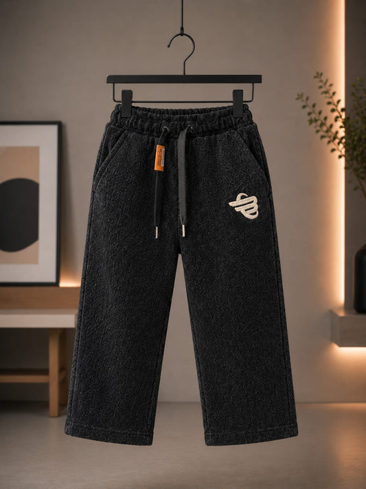 Kids Black All Season Track Pant | Soft & Comfortable Casual Bottom Wear (Size 18–26)