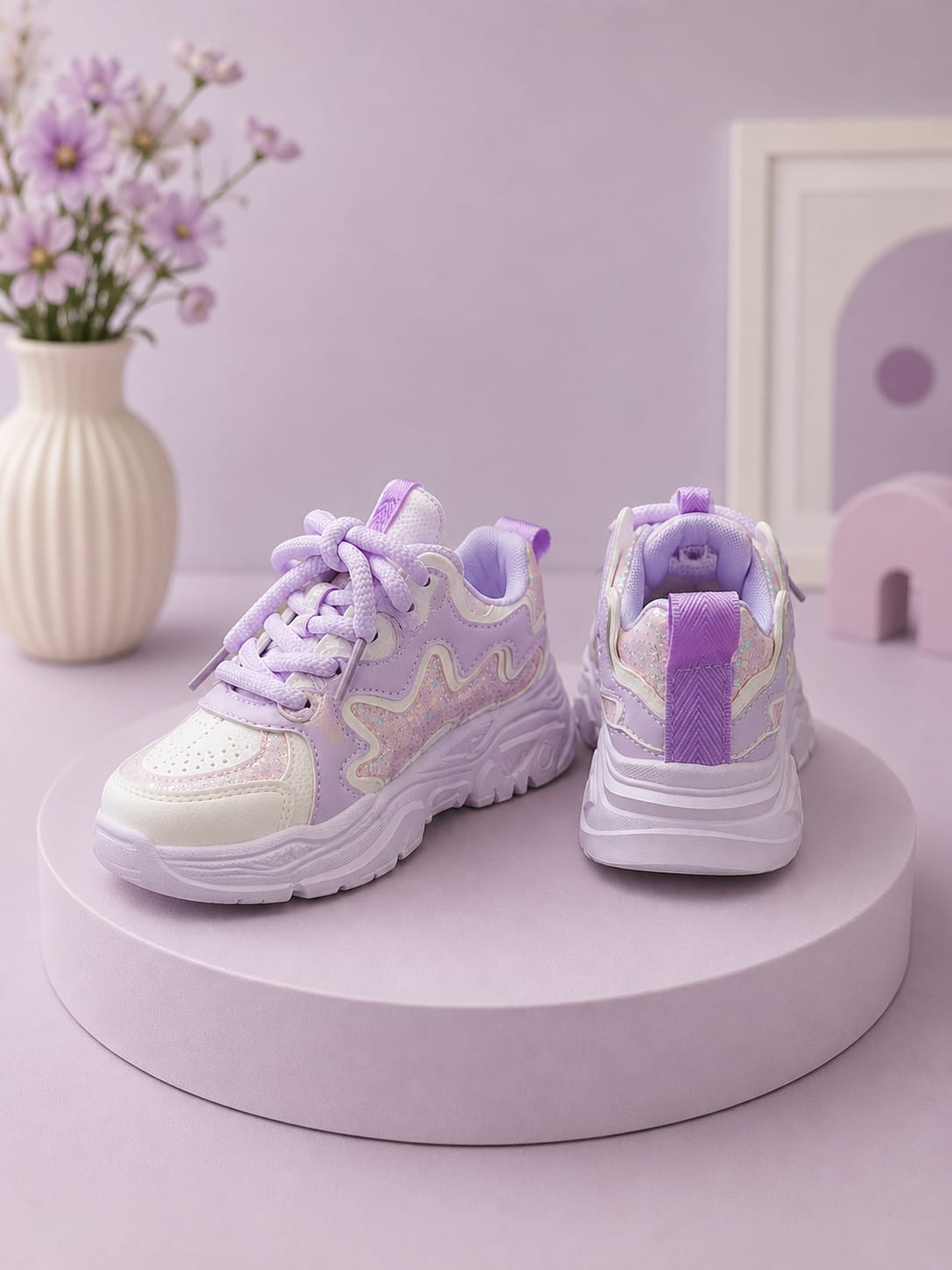 Girls Glitter Chunky Sneakers | Premium Casual Sports Shoes (EU 26–37)