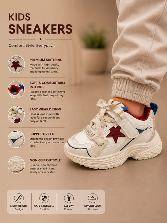 Kids Star Casual Sneakers | Lightweight Sports Shoes for Boys & Girls (EU 26–30)