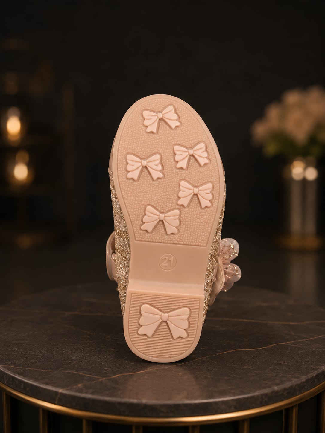 Girls Glitter Flower Party Shoes | Stylish Princess Dress Shoes for Girls (EU 21–25)