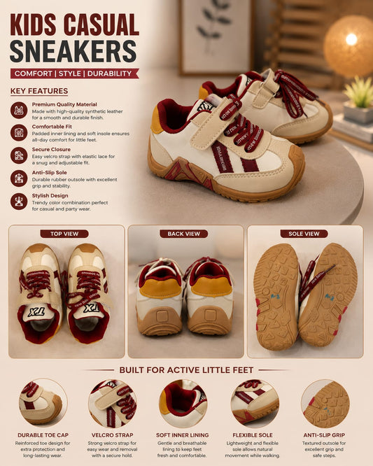 Kids Casual Sneakers | Stylish Shoes for Boys & Girls (EU 20–25)
