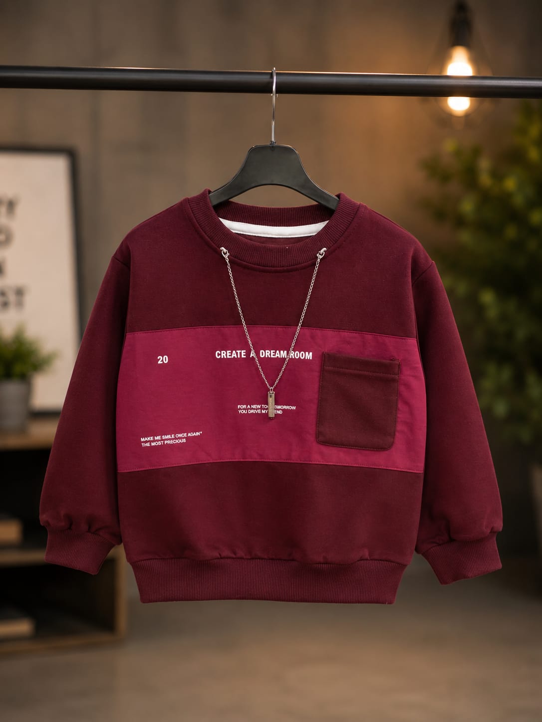 Kids Maroon Graphic Print Full Sleeve Sweatshirt | Premium Casual Wear for Boys | Size 18–26