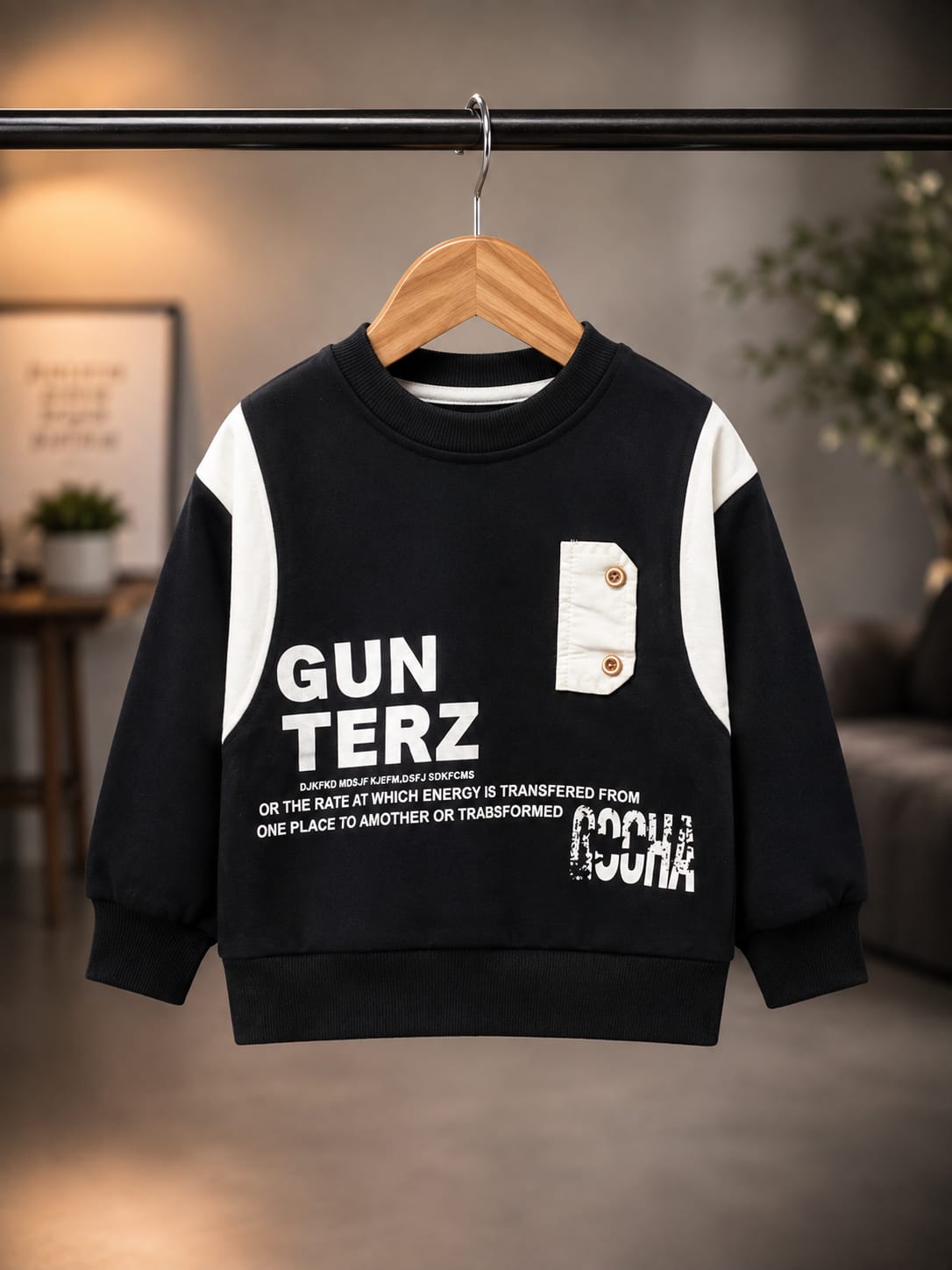 Kids Black Graphic Print Full Sleeve Sweatshirt | Premium Casual Wear for Boys | Size 18–26