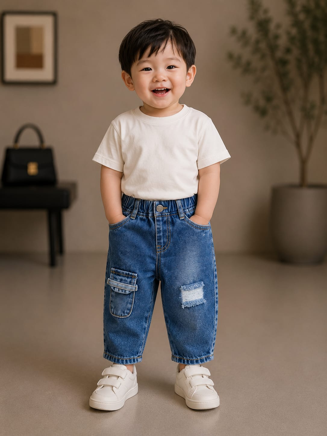 WANSTER Premium Baby Boys Denim Jeans | Soft Stretch Casual Blue Jeans | Size 6 Months–3 Years