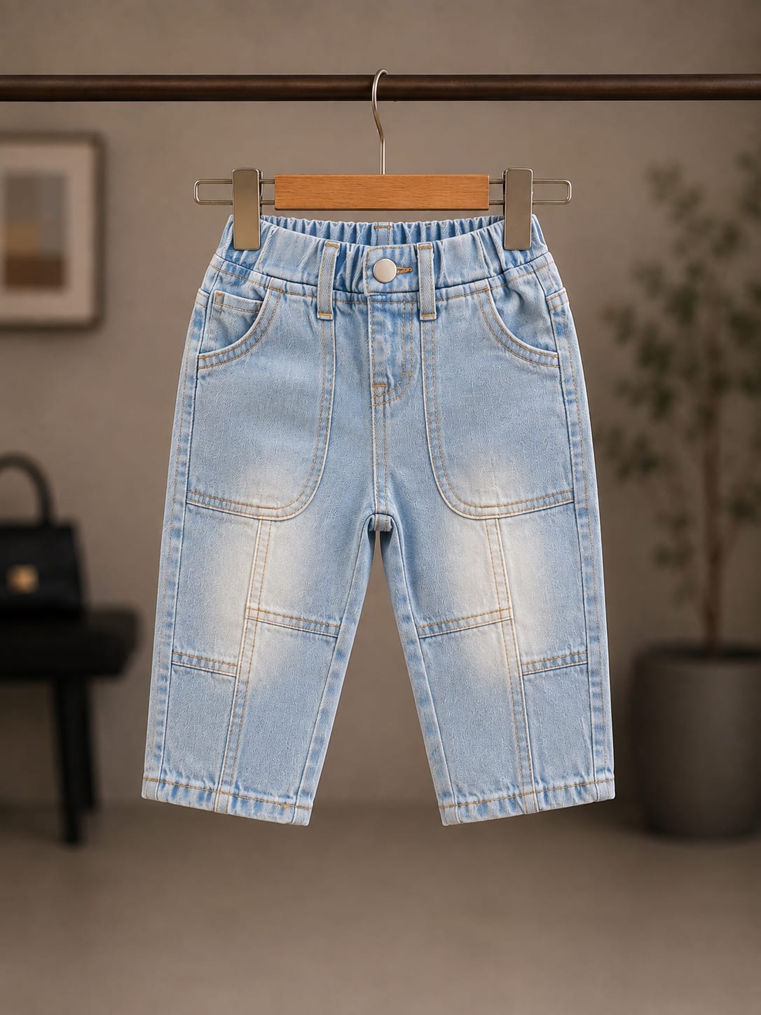 WANSTER Premium Baby Boys Light Wash Denim Jeans | Soft Stretch Casual Kids Jeans | Size 6 Months–3 Years