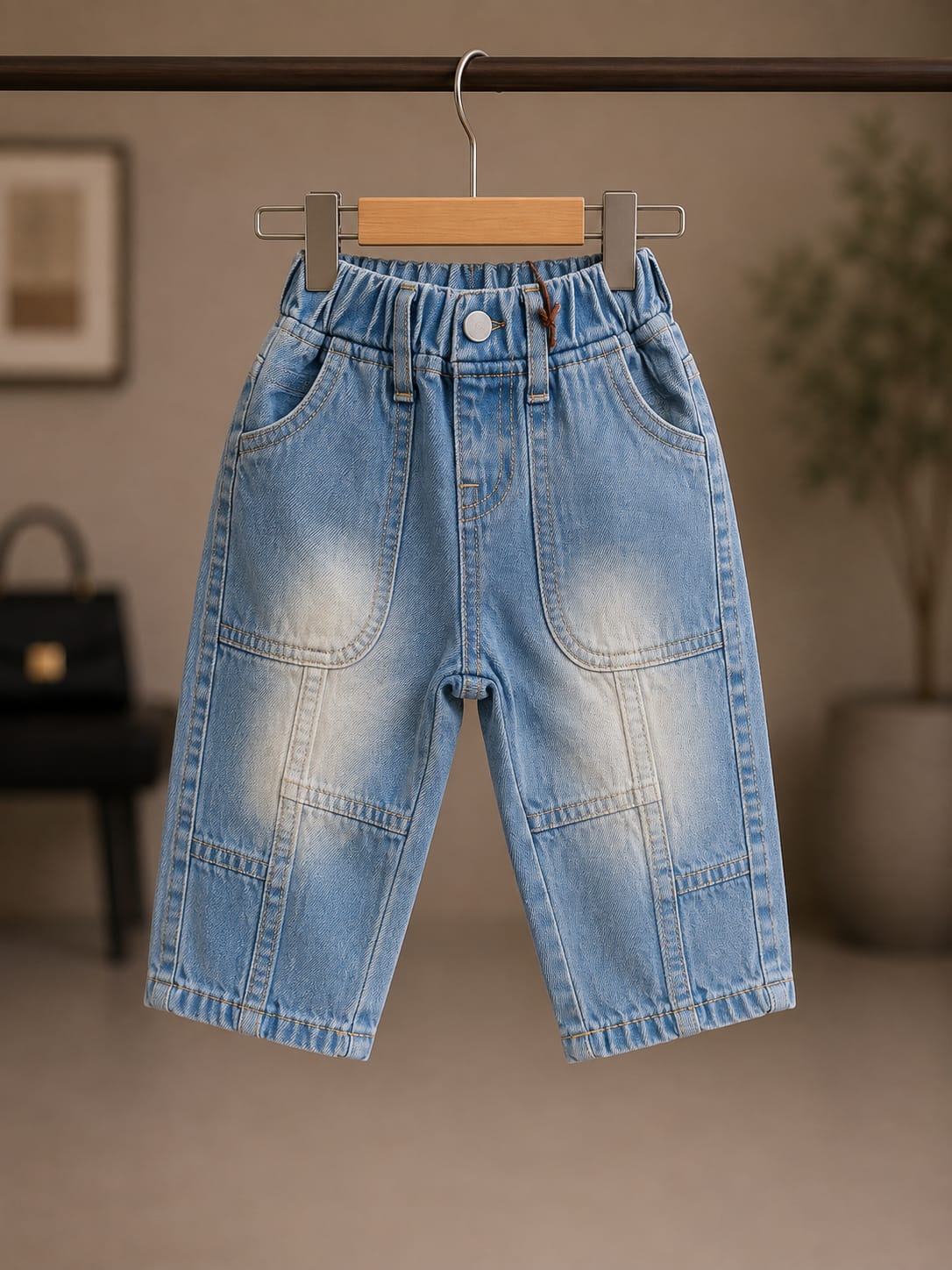 WANSTER Premium Baby Boys Foam Blue Denim Jeans | Soft Stretch Casual Kids Jeans | Size 6 Months–3 Years