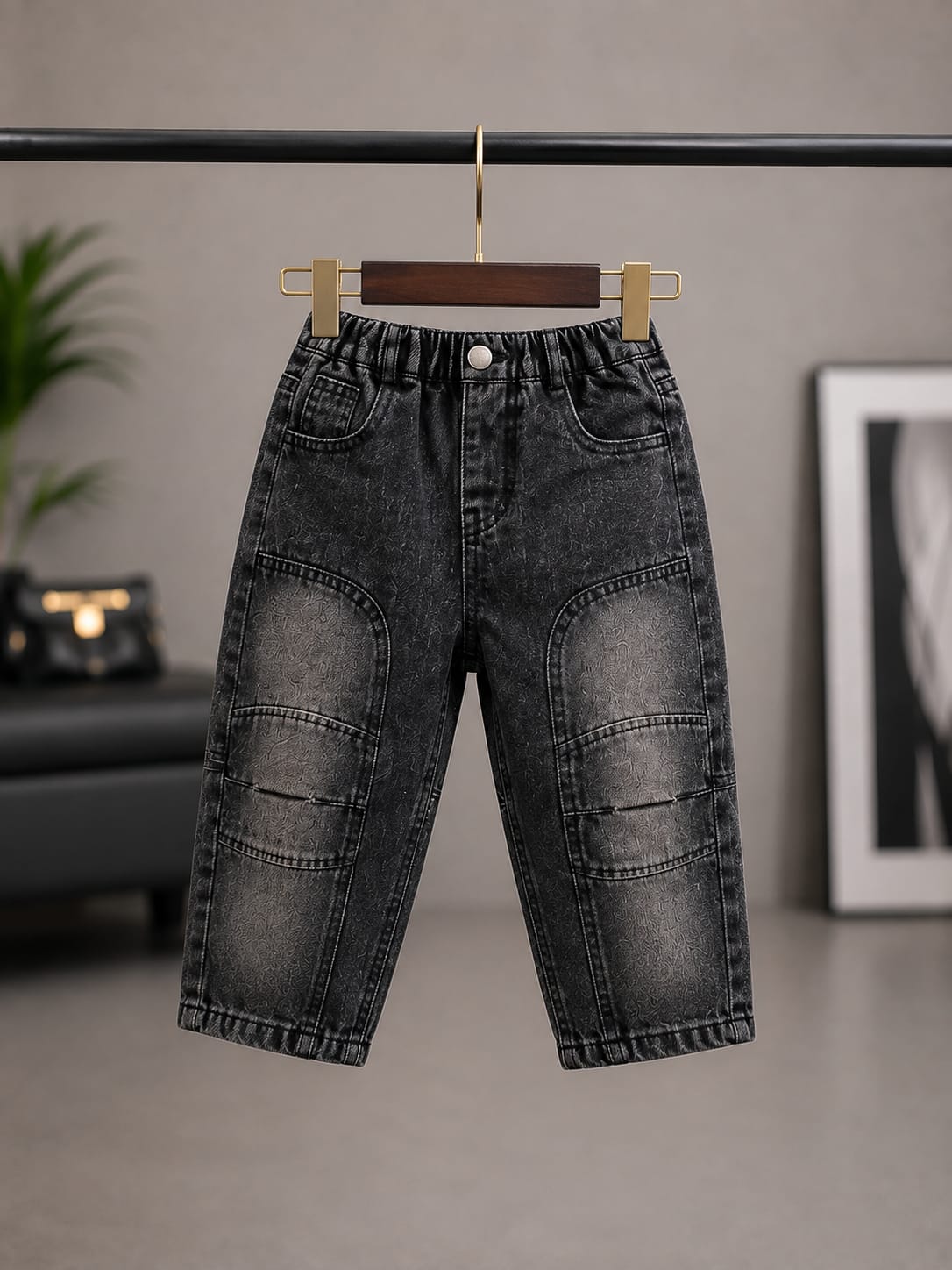 Premium Kids Black Washed Denim Jeans | Stylish Casual Boys Jeans | Size 18–26