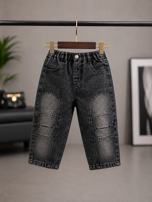 Premium Kids Black Washed Denim Jeans | Stylish Casual Boys Jeans | Size 18–26