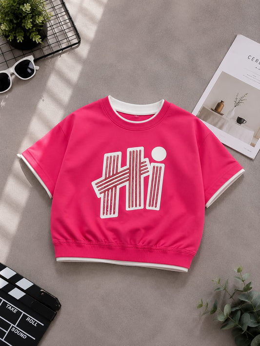 Girls Pink Graphic Sweatshirt T-Shirt