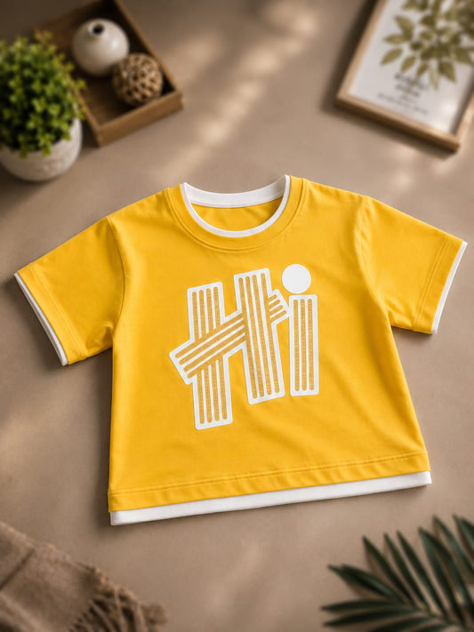 Girls Mustard Yellow Graphic T-Shirt