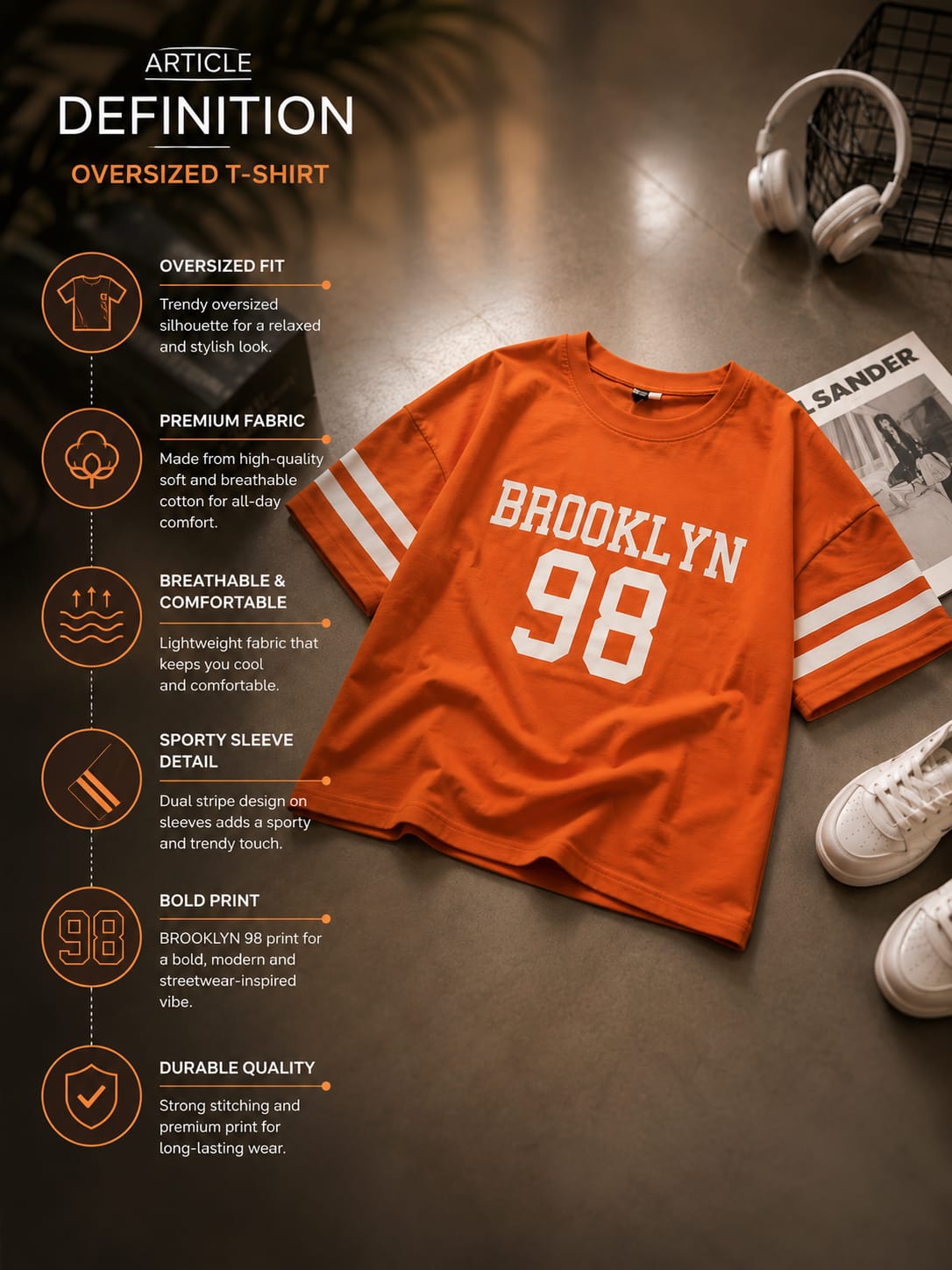 Girls Orange Brooklyn 98 Graphic T-Shirt