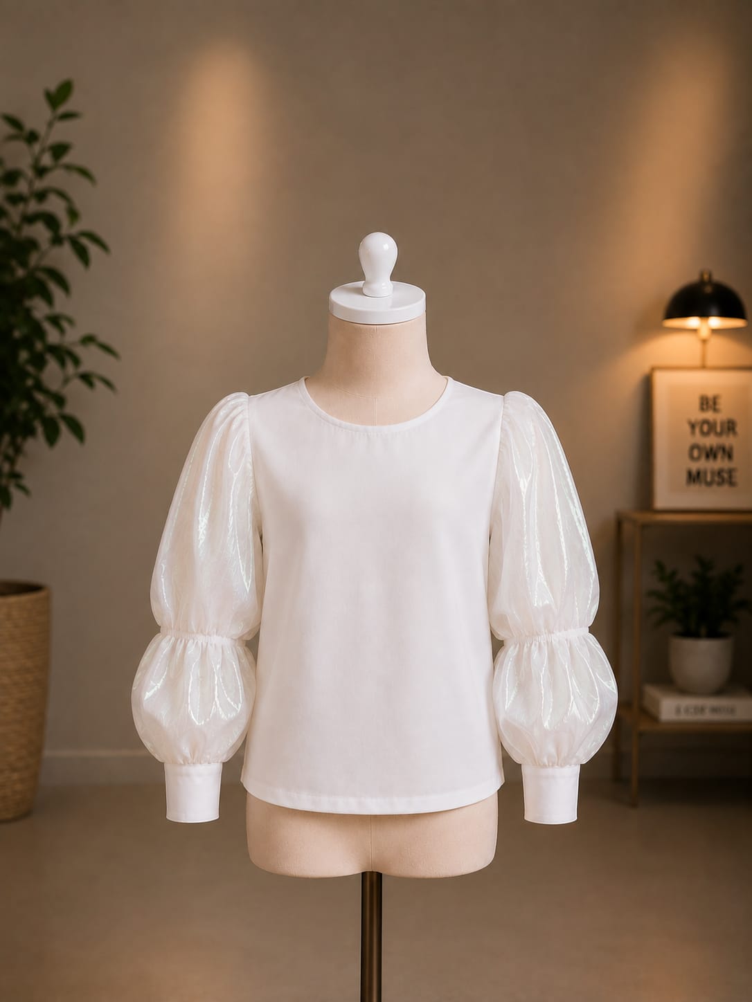 Girls Black Waistcoat Style Puff Sleeve Top
