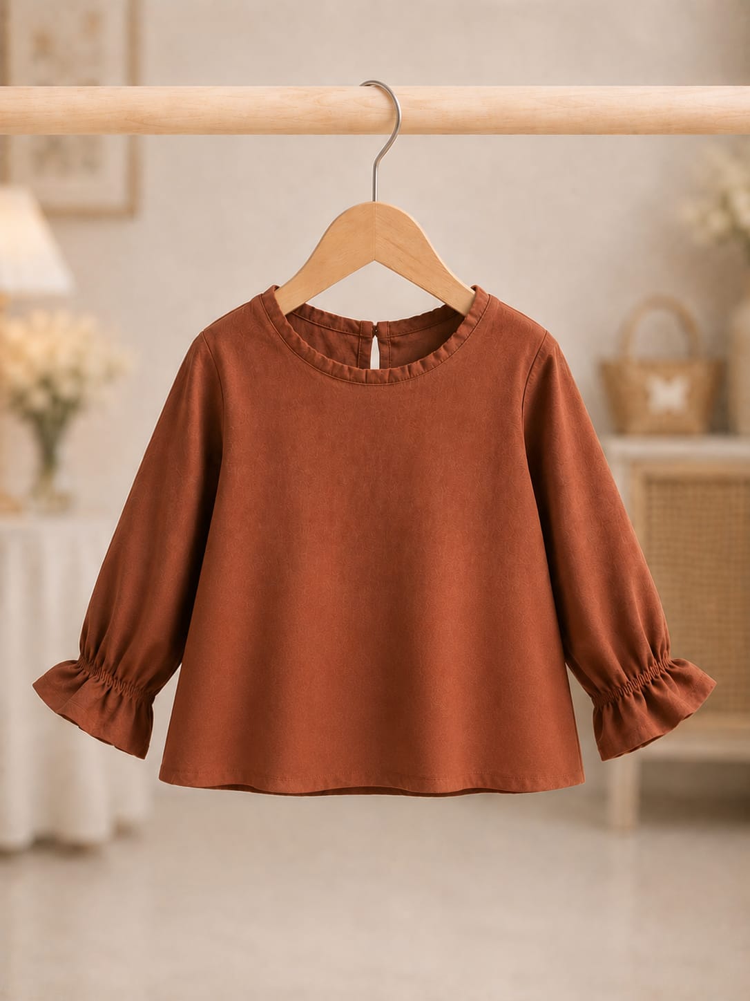 Girls Brown Lace Layered Co-Ord Set