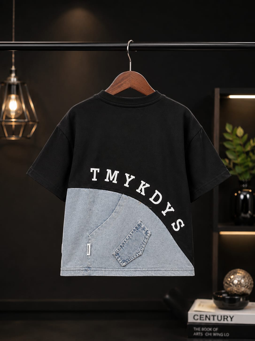 Stylish Denim Panel “TMYKDS” T-Shirt