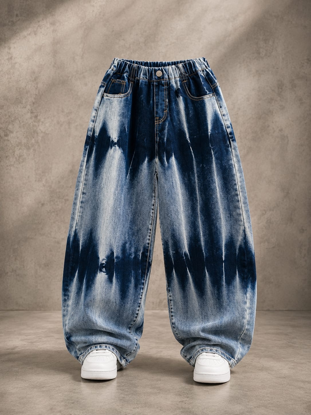 Girls Tie-Dye Baggy Denim Jeans | Korean Streetwear Wide Leg Jeans | 6-11 Years